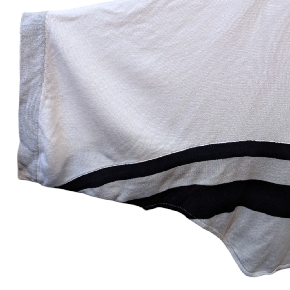 PLANET Boat Neck Bat Wing Monochrome Striped Pima Cotton Lightweight Sweater (M) - Picture 4 of 4